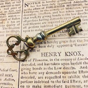 Brass Key Brooch Vintage Steampunk Master Skeleton Key Pin